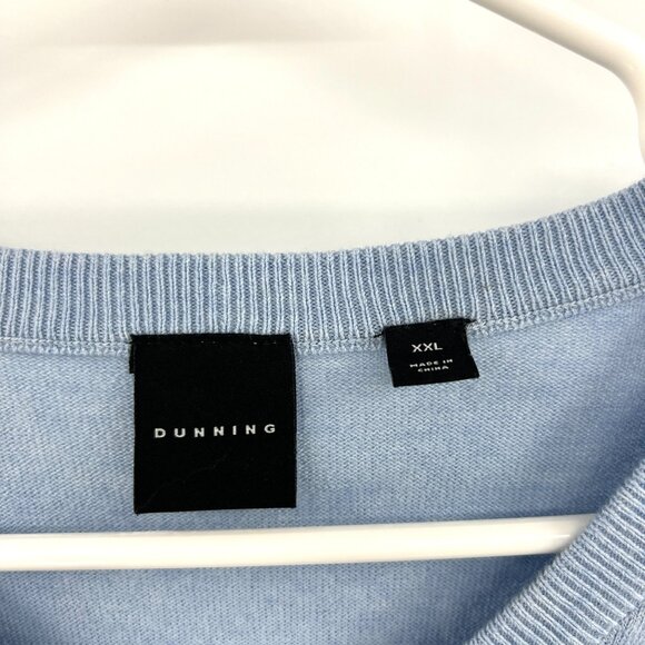 Dunning Cotton Silk Cashmere Blend V-Neck Blue Sweater Men's XXL - Picture 2 of 4